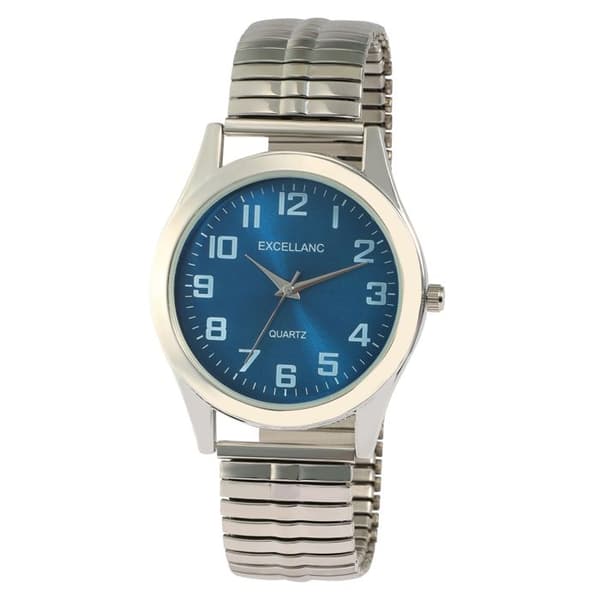 Ur - EXCELLANC - Maher - 40 mm - Blå urskive - Justerbart stålarmbånd Silver