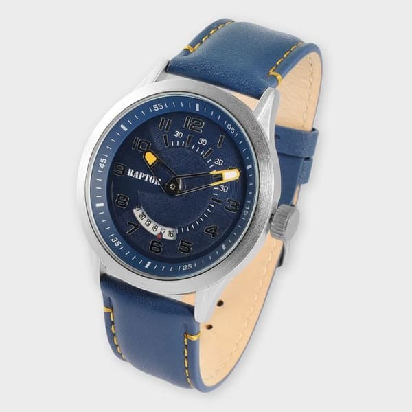 Montre - RAPTOR - Yava - blå læderrem - 43 mm kasse - 5 ATM Blå