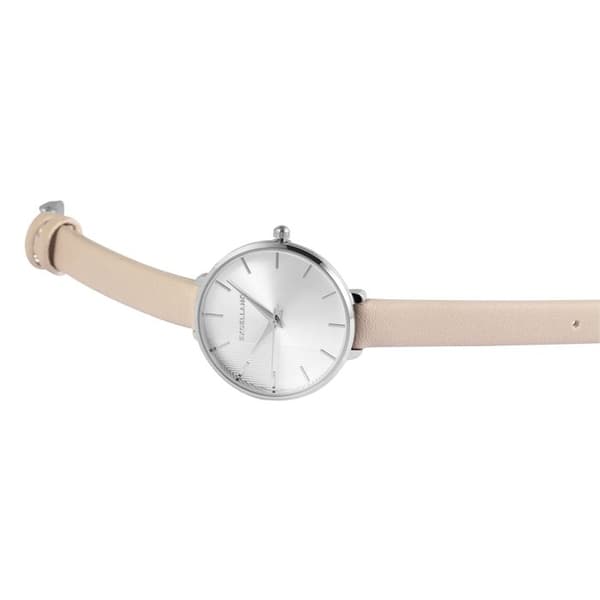 Ur - EXCELLANC - EX0311 - Kasse 34 mm sølv - Rem i gul kunstlæder - Quartz bevægelse PC21 Silver