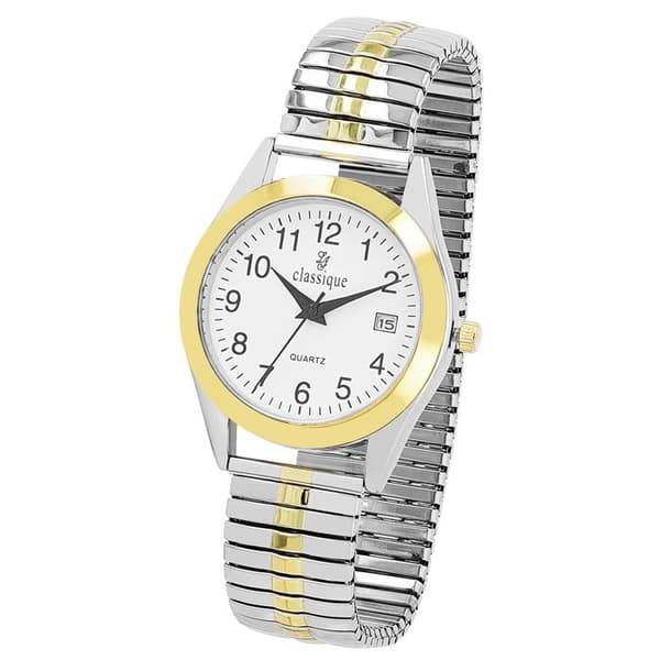 Klocka - KLASSISK - Klassisk - 36 mm - Bicolor silver/guld - Justerbart stålarmband Silver
