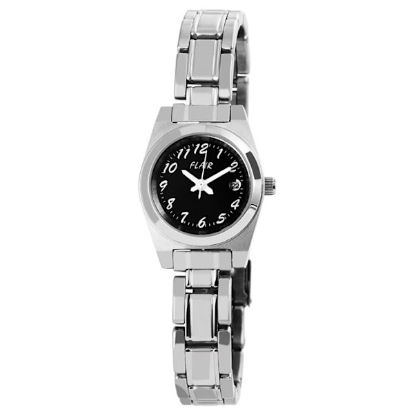 Dameur - FLAIR - Flair - Rustfrit stål - Sort urskive - Kasse 26 mm Silver