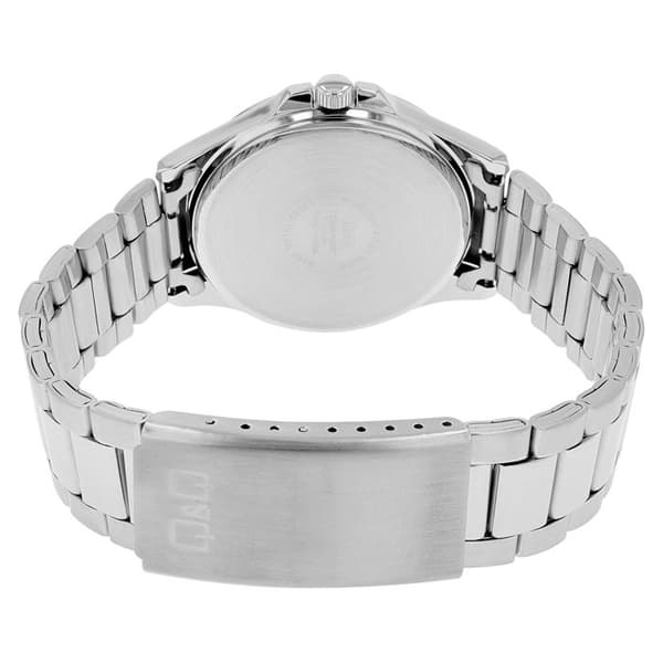 Ur - Q&Q - Kasse 40 mm - Rustfrit stål - Blå urskive - Kvarts med dato Silver