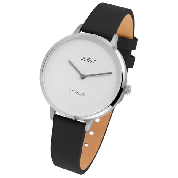 Ur - JUST - Just Liena - Kasse titanium 36 mm - Sort læderrem 14 mm - Vandtæthed 5 ATM Svart