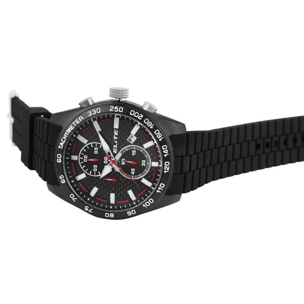 Ur - ELITE - EL0010 - Chronograf - Sort silikonearmbånd - Vandtæthed 5 ATM Svart