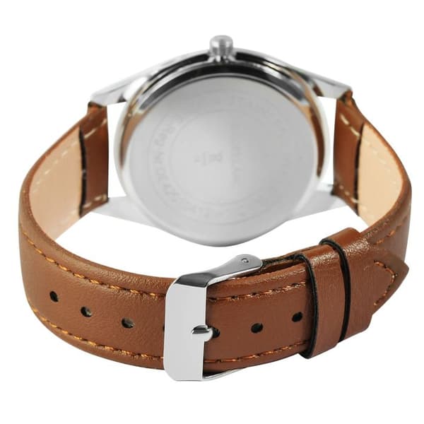 Armbåndsur - EXCELLANC - Excellanc - 35 mm - Blå urskive - Brun kunstlæderrem brun