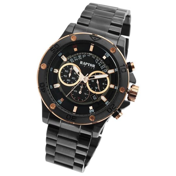 Armbåndsur - RAPTOR - Majid - Chronograf - Sort rustfrit stål - Quartz VD53 Svart