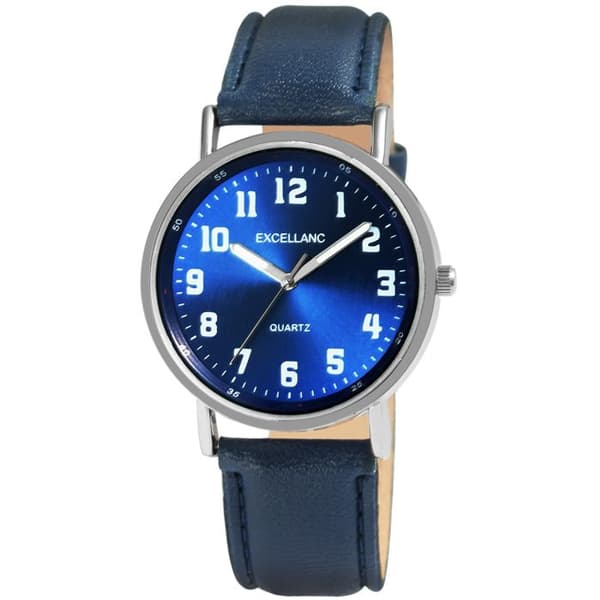 Ur - EXCELLANC - Klassisk - Blå urskive - 20 mm kunstlæderrem - 38 mm kasse Blå