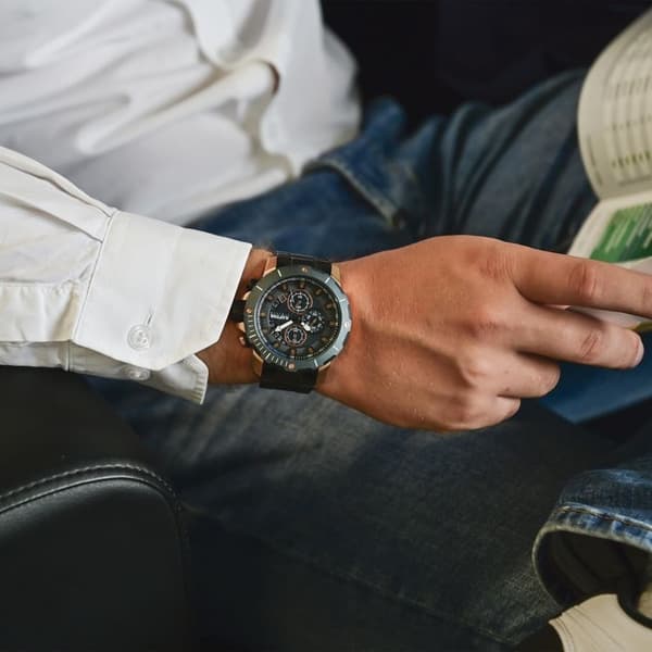 Ur - RAPTOR - Kifah - Kronograf - Kasse 47 mm - Armbånd i sort rustfrit stål Svart