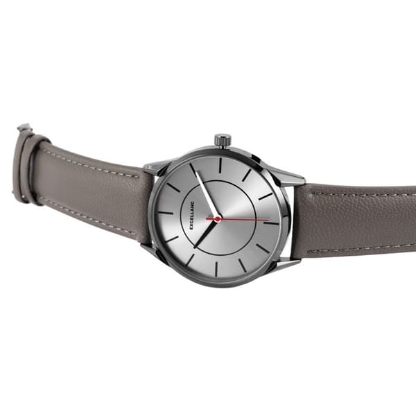 Ur - EXCELLANC - Excellanc Mand - Sort metal hus 42 mm - Grå skive med sorte indekser - Grå kunstlæderrem 22 mm Svart