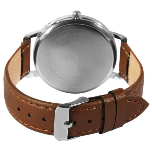 Ur - EXCELLANC - Excellanc - Hvid urskive - Brun imiteret læderrem - Kasse 39 mm brun