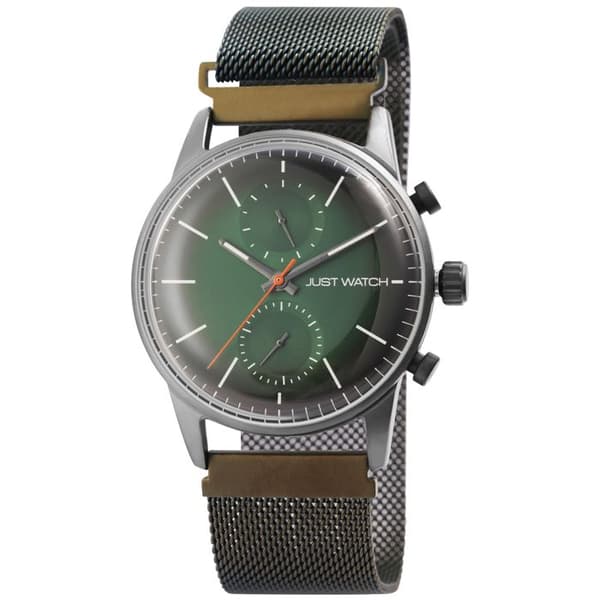 Kello - Just Watch - 41 mm - Harmaa kotelo - Vihreä mesh-ranneke Grå