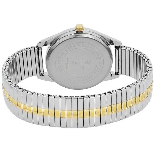 Kello - KLASIKKO - Klassinen - 36 mm - Hopea/kulta - Laajennettava teräshihna Silver