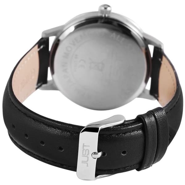 Ur - JUST - Emerick - Sort urskive - 20 mm sort læderrem - 40 mm stålhus, 3 ATM Svart