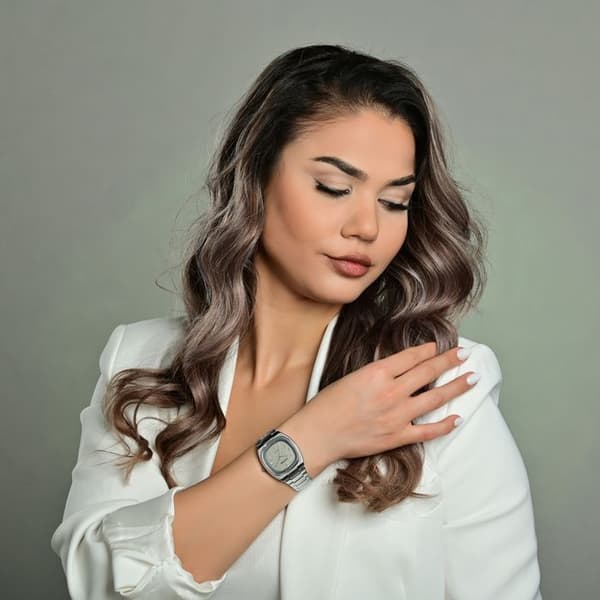 Dameur - Lina Mae - Rektangulær - Sølvfarvet rustfrit stål - Urkasse 41 mm Silver