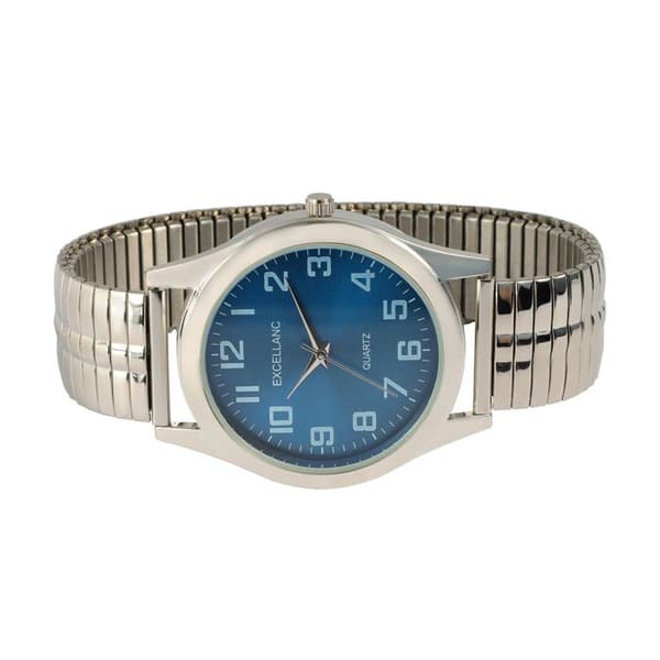 Kello - EXCELLANC - Maher - 40 mm - Sininen kellotaulu - Laajennettava teräshihna Silver