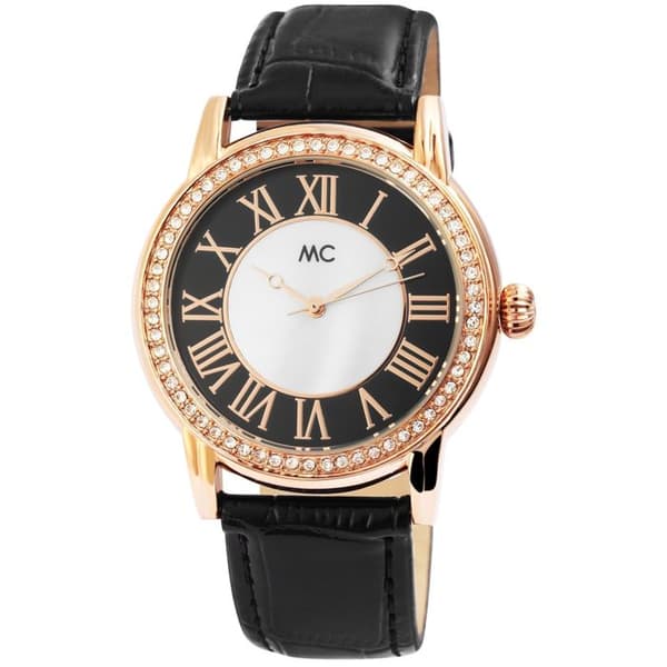 Ur - MC - Kvindemodel - 40 mm - Sort læder 20 mm - 3 ATM Svartvitt