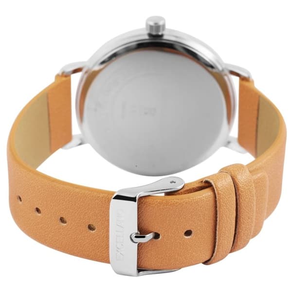 Armbåndsur - EXCELLANC - Excellanc - 40 mm - Quartz Japan PC21 - Brun kunstlæderrem Silver