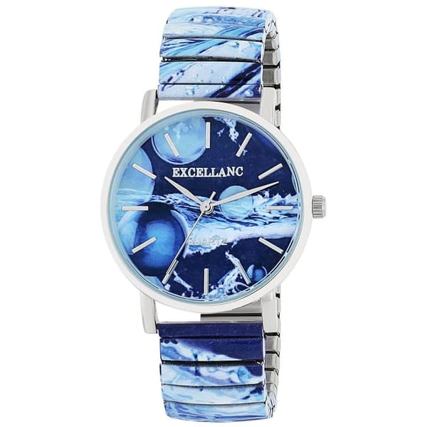 Klocka - EXCELLANC - PC21 - Kapsel 36 mm - Blå urtavla - Utsträckbar bicolor stålarmband Silver