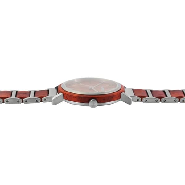Dameur - RAPTOR - Skønhed - Kasse 32 mm rustfrit stål & Padouk træ - Armbånd rustfrit stål 14 mm - Quartz Miyota GL30 Silver