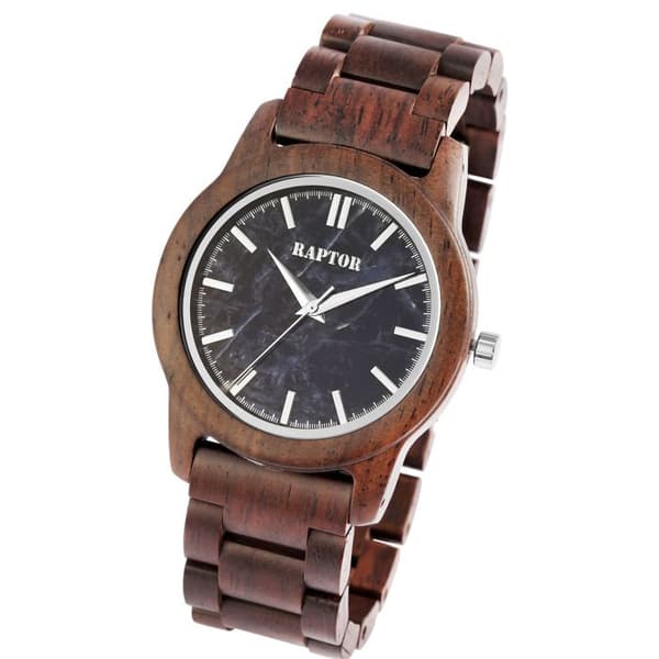 Rannekello - RAPTOR - Elementary - Musta eebenipuu kotelo - Sininen kellotaulu - 43 mm brun
