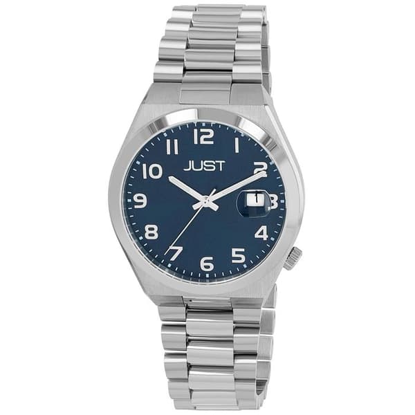 Klocka - JUST - Bagge - Silverfärgad rostfritt stål - Blå urtavla - 40 mm Silver