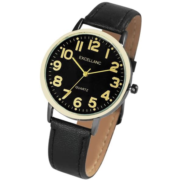 Ur - EXCELLANC - Excellanc Mand - Kasse 39 mm - Sort urskive - Sort kunstlæderrem Svart
