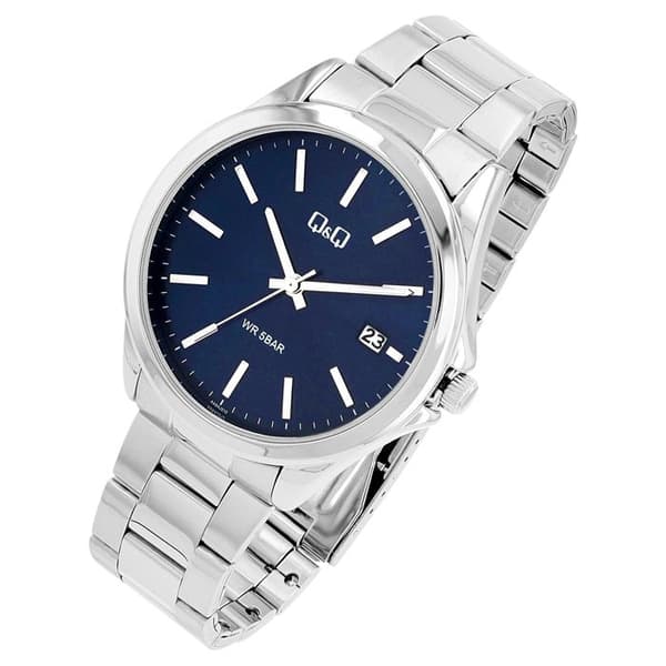 Herreur - Q&Q - 44 mm - Rustfrit stål - Blå urskive - Vandtæthed 5 ATM Silver