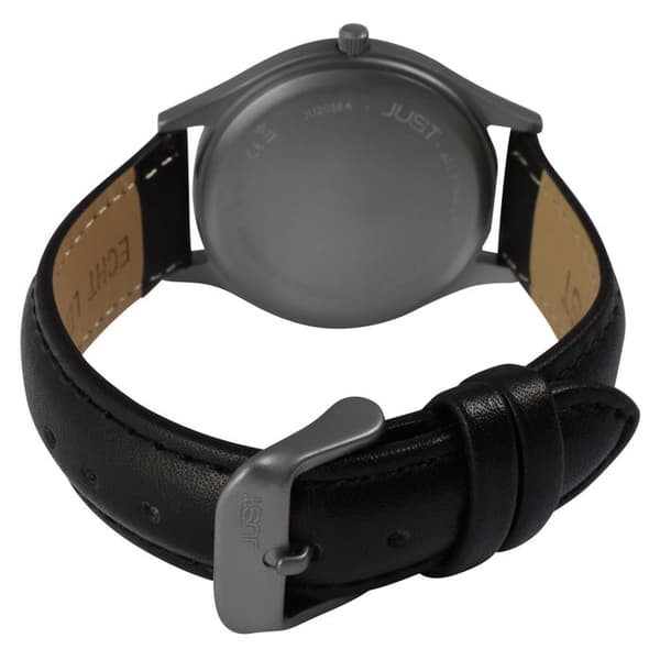 Ur - JUST - Leon - Titanhus 37 mm - Sort læderrem 18 mm - Blå urskive Svart