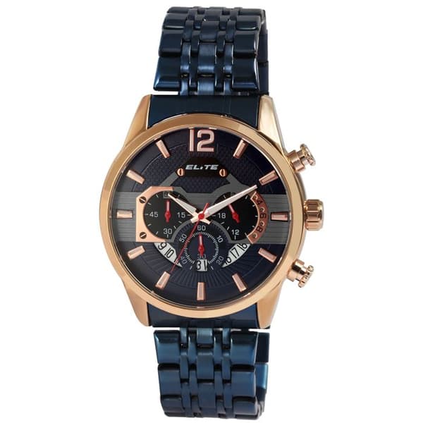 Chronografklocka - ELITE - Elite - Blå - Rostfritt stål - Kapsel 46 mm Blå