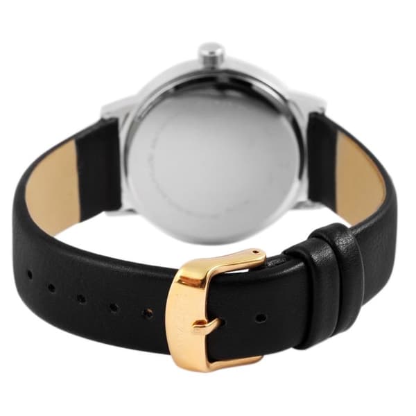 Ur - Siwar - Kvinde 36 mm - Sølv/guld kasse - Sort imiteret læderrem 18 mm Silver