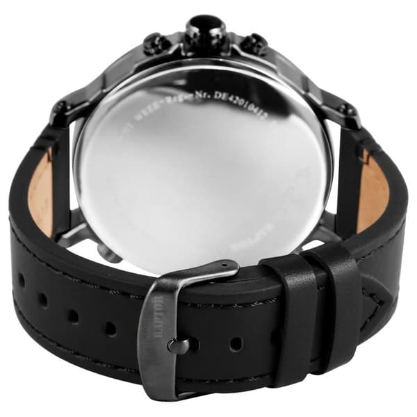 Herre armbåndsur - Maxx - Sort urskive - Sort læderrem 24 mm - Kasse 52 mm antracit Svart