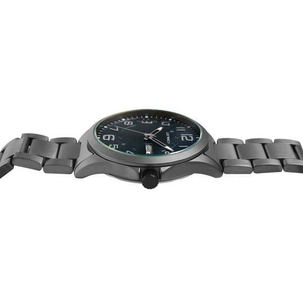 Kello - Freddie - Harmaa metallikotelo 42 mm - Vihreä kellotaulu - Teräshihna 22 mm Grå
