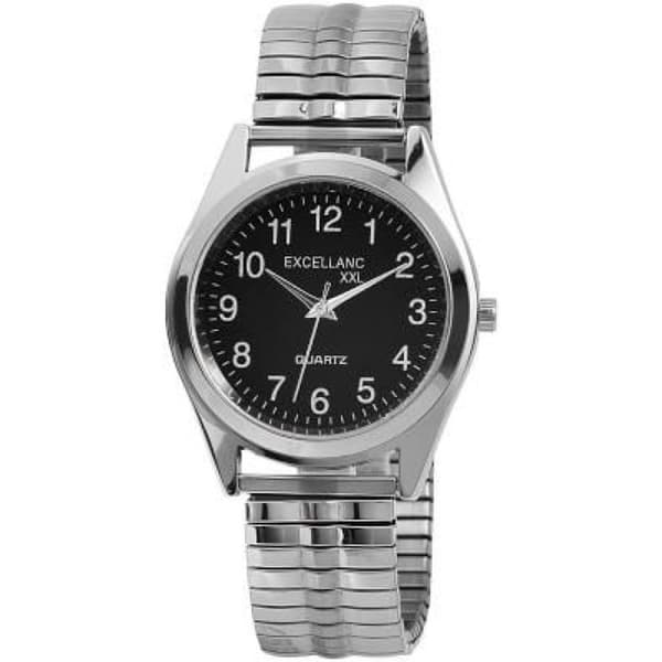 Ur - EXCELLANC - Excellanc - Kasse 35 mm - Udvideligt armbånd i rustfrit stål - Sort urskive Silver