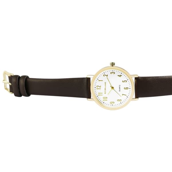 Ur - EXCELLANC - Excellanc - Kasse 34 mm - Quartz Japan PC21 - Brun kunstlæderrem brun