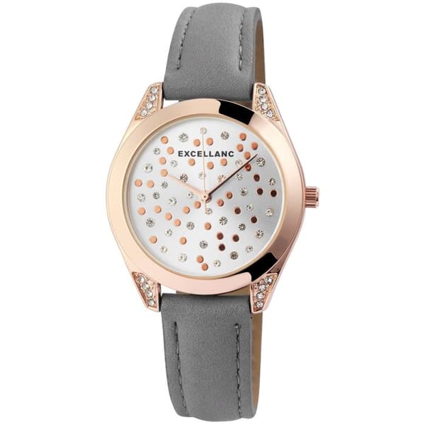 Damklocka - EXCELLANC - EX0373 - 36 mm - Grå konstläderarmband - Quartz PC21 Grå