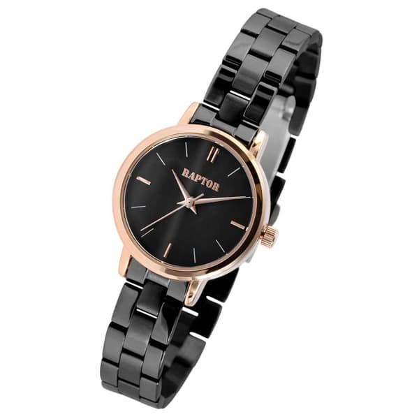 Ur - RAPTOR - Dalida - Kvinde - Sort rustfrit stål - Perlemorsskive 29 mm Svart