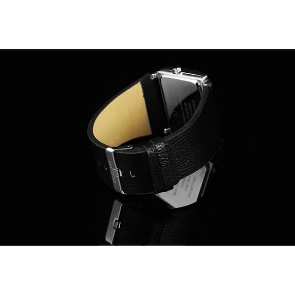 Armbåndsur - EXCELLANC - Excellanc rektangulær - Kasse 44 mm sølv - Skive grå - Rem i sort kunstlæder Silver