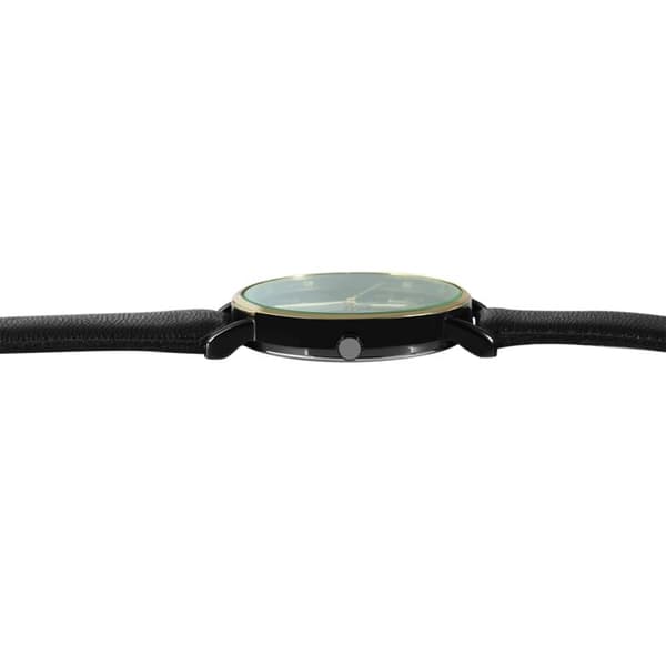 Armbåndsur - EXCELLANC - uden reference - 38 mm guldhus - sort urskive - 20 mm kunstlæderrem Svart