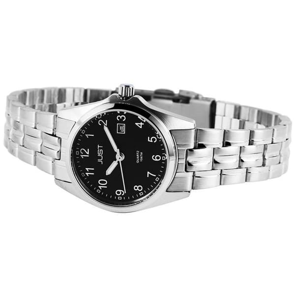 Dameur - JUST - Esrah - Rustfrit stål - Sort urskive 30 mm - Vandtæthed 10 ATM Silver