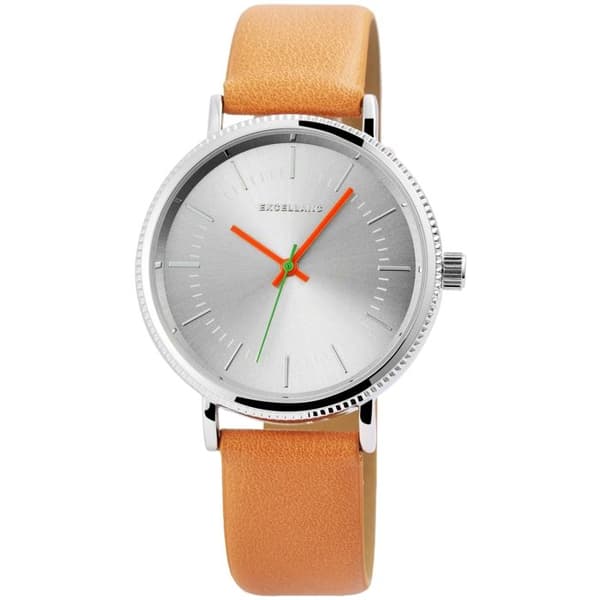 Armbåndsur - EXCELLANC - Excellanc - 40 mm - Quartz Japan PC21 - Brun kunstlæderrem Silver