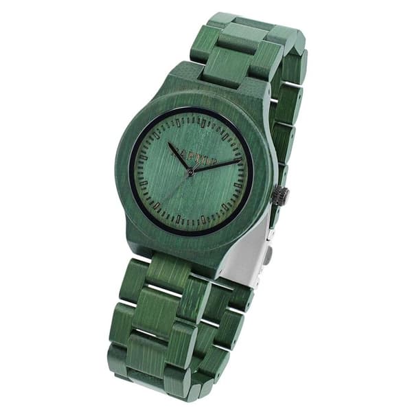 Klocka - RAPTOR - Raina - Grön bambu - Kapsel 38 mm - Quartz Miyota 2035 Grön