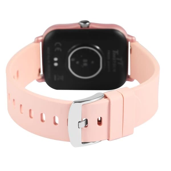 Smartwatch - TIMETECH - Rektangulær 36 mm - Rosa silikonearmbånd - Digital skærm - Sprøjtbeskyttelse Ros