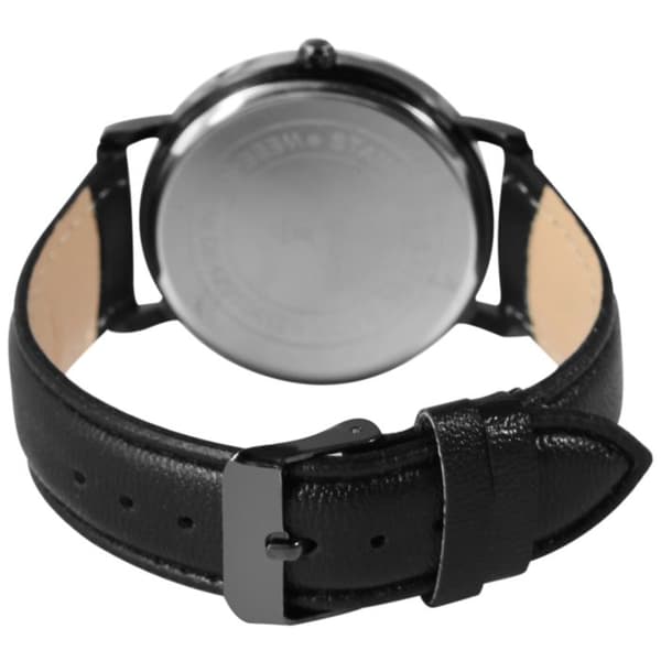 Armbåndsur - EXCELLANC - uden reference - 38 mm guldhus - sort urskive - 20 mm kunstlæderrem Svart