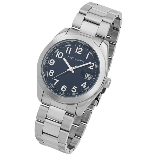 Ur - Måtte - Mand - Sølv rustfrit stål - Blå urskive 41 mm Silver