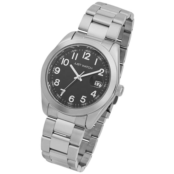 Ur - Måtte - Rustfrit stål 41 mm - Sort urskive - Vandtæt 5 ATM Silver