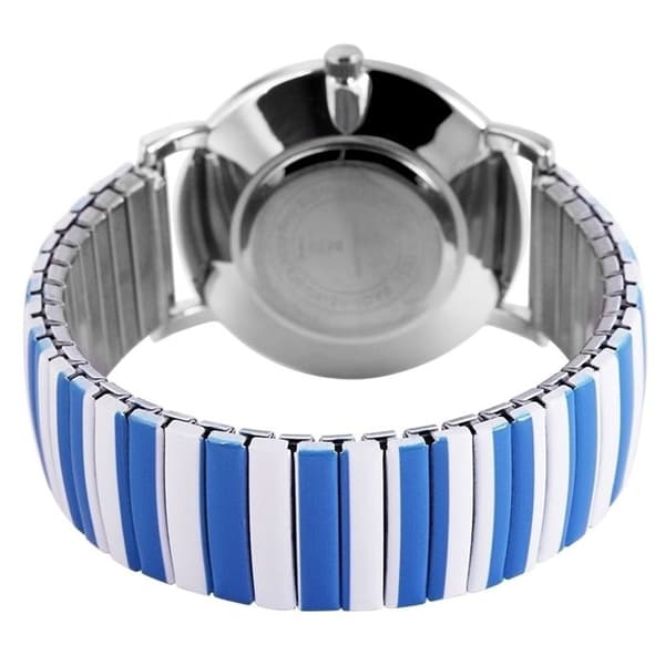 Klocka - EXCELLANC - Selin - 36 mm - Justerbart stålarmband - Tvåfärgad blå/silver Bicolor: silver, blå och vit