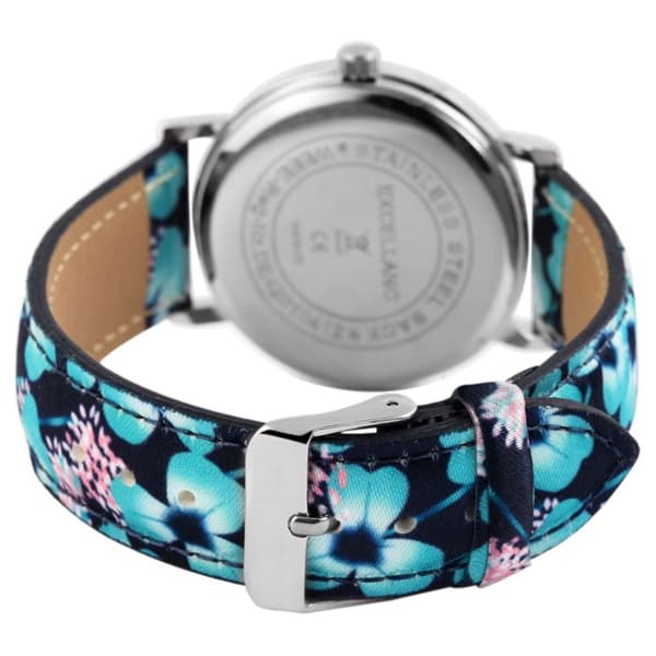 Ur - EXCELLANC - EX0346 - Blå metalhus 38 mm - Blå/rosa imiteret læderrem - Quartz PC21 Blå