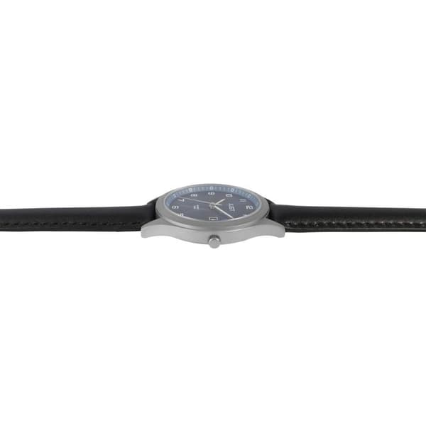 Ur - JUST - Leon - Titanhus 37 mm - Sort læderrem 18 mm - Blå urskive Svart