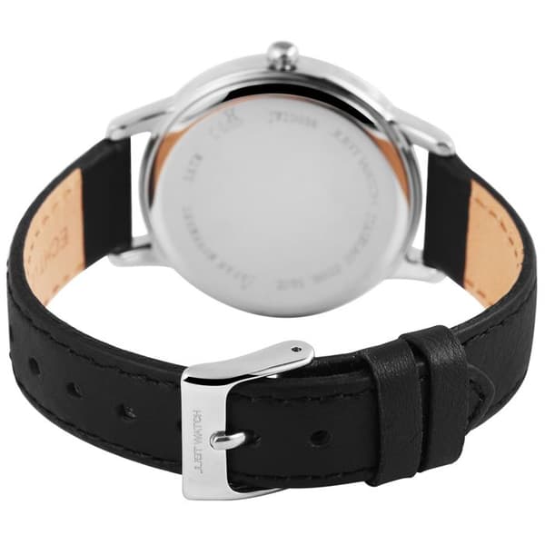 Armbåndsur - Holly - Kvinde - Perlemors skive 36 mm - Sort læderrem Silver