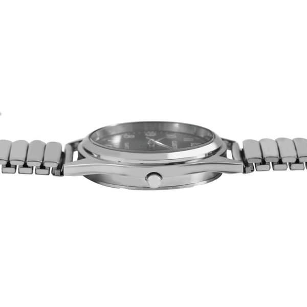 Ur - Classix - Sølv - Sort urskive - Udvideligt armbånd i rustfrit stål Silver